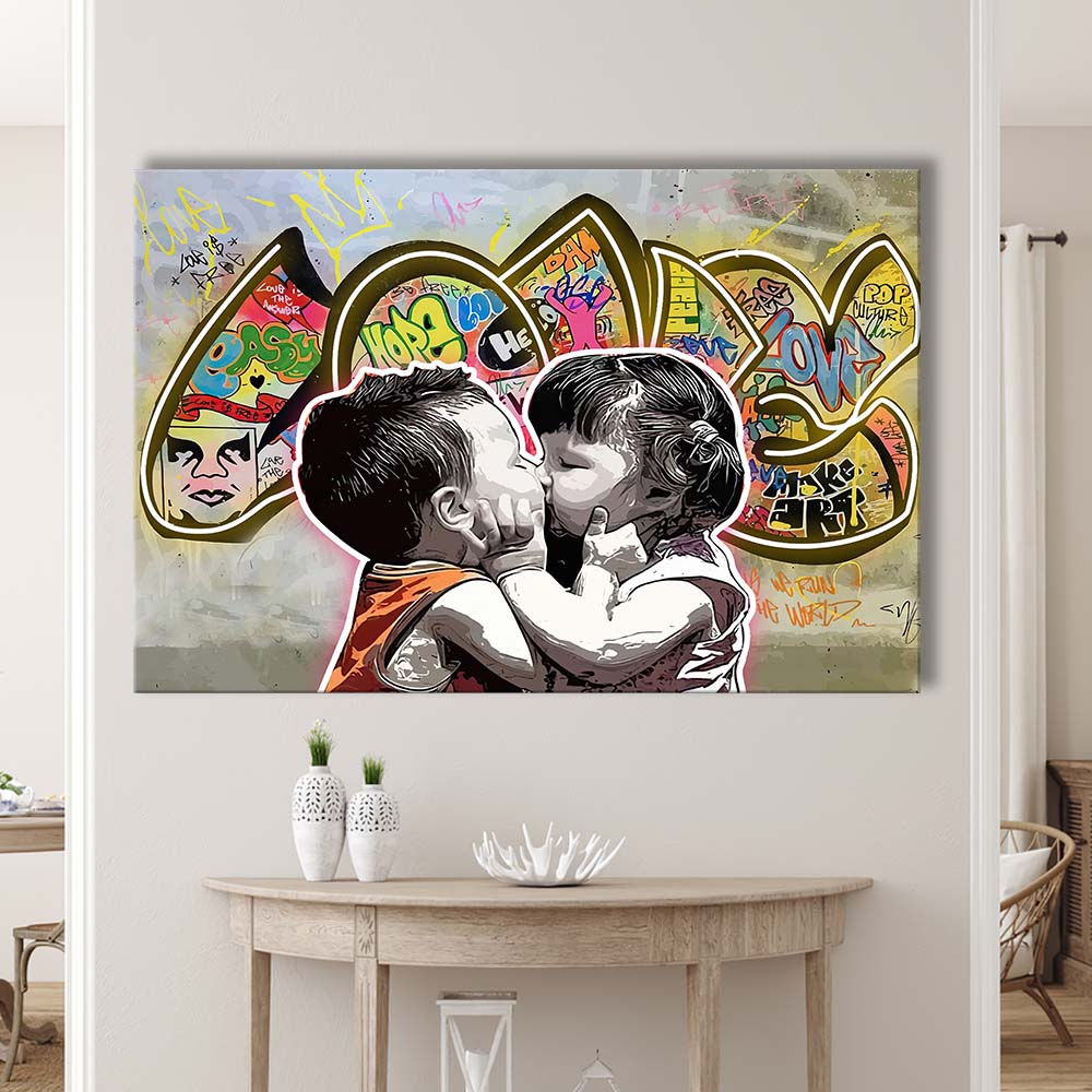 Love Art Print, Canvas Print Wall Art, Wall Decor, Neon Effect Art