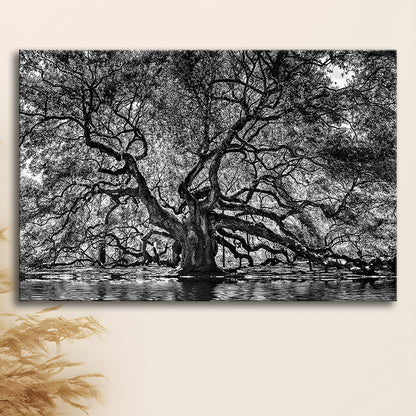 1000 Year Old Angel Oak Tree Canvas Print, Black and White Canvas, Cavas Print Wall Art Hom Decor