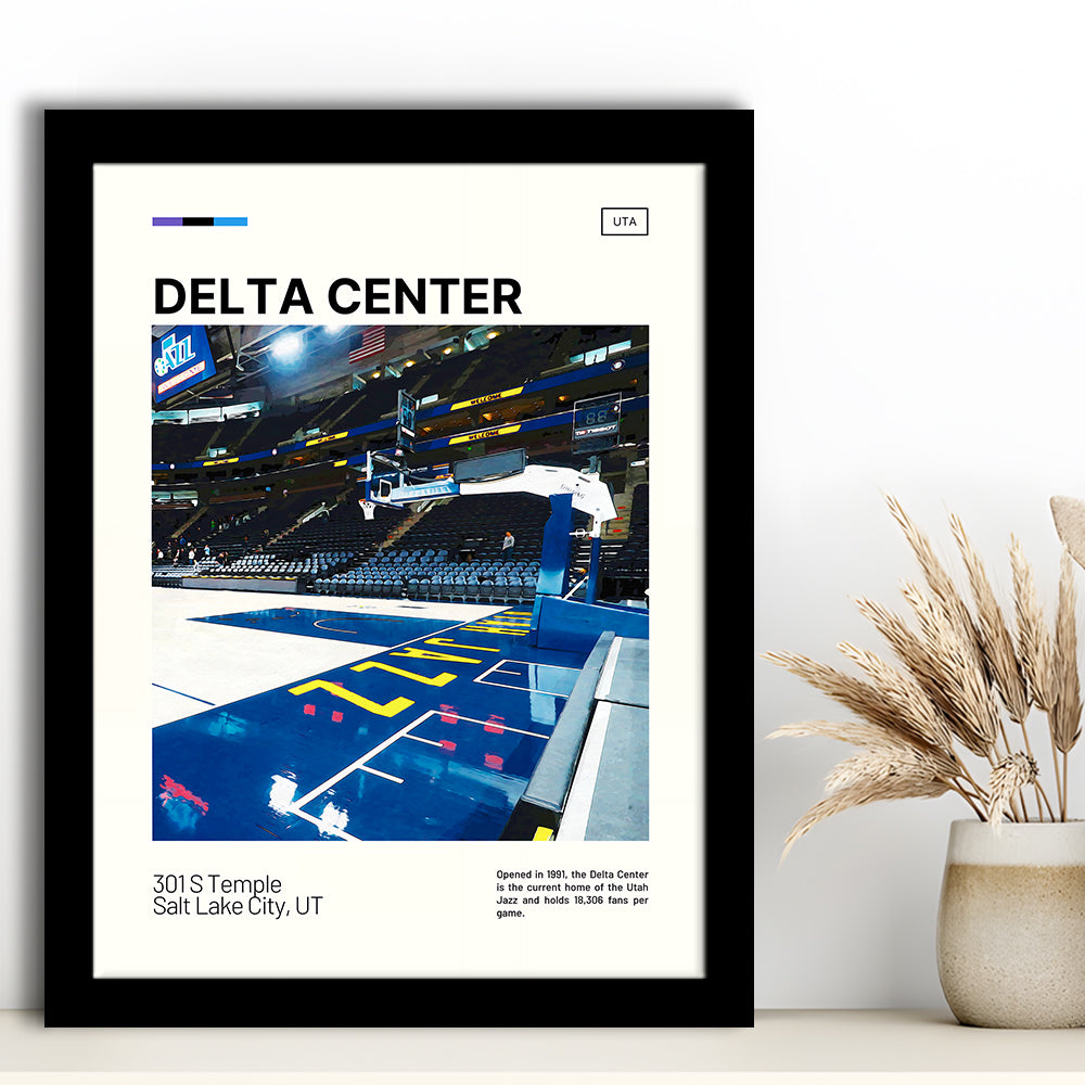 Delta Center Print, Utah Jazz Stadium Art, Gifts for him, Sport Art, Framed Art Print Wall Decor