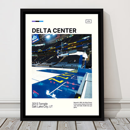 Delta Center Print, Utah Jazz Stadium Canvas Art, Man Cave Gift, Floating Framed Canvas Print Wall Art