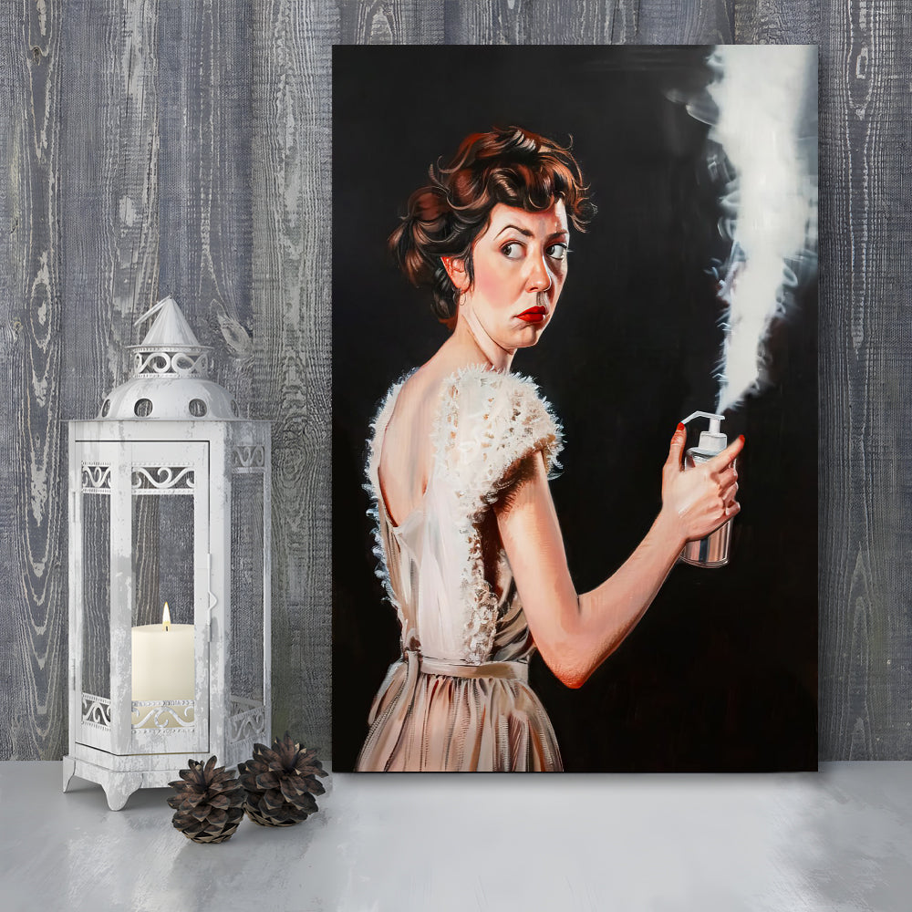 Stinky Bathroom Art Print Vintage Lady Funny Bathroom Decor , Canvas Print Wall Art, Wall Decor, Painting Canvas