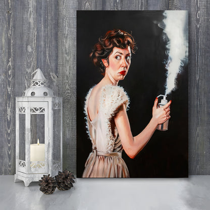 Stinky Bathroom Art Print Vintage Lady Funny Bathroom Decor , Canvas Print Wall Art, Wall Decor, Painting Canvas