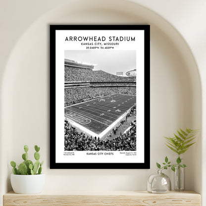 Arrowhead Stadium Black And White, Kansas City, American Wall Art, Framed Art Prints Wall Decor