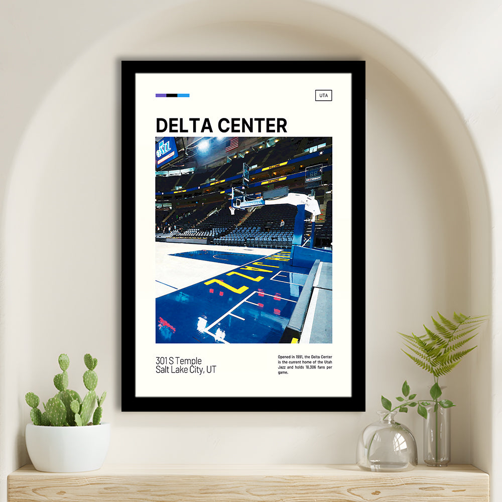 Delta Center Print, Utah Jazz Stadium Art, Gifts for him, Sport Art, Framed Art Print Wall Decor