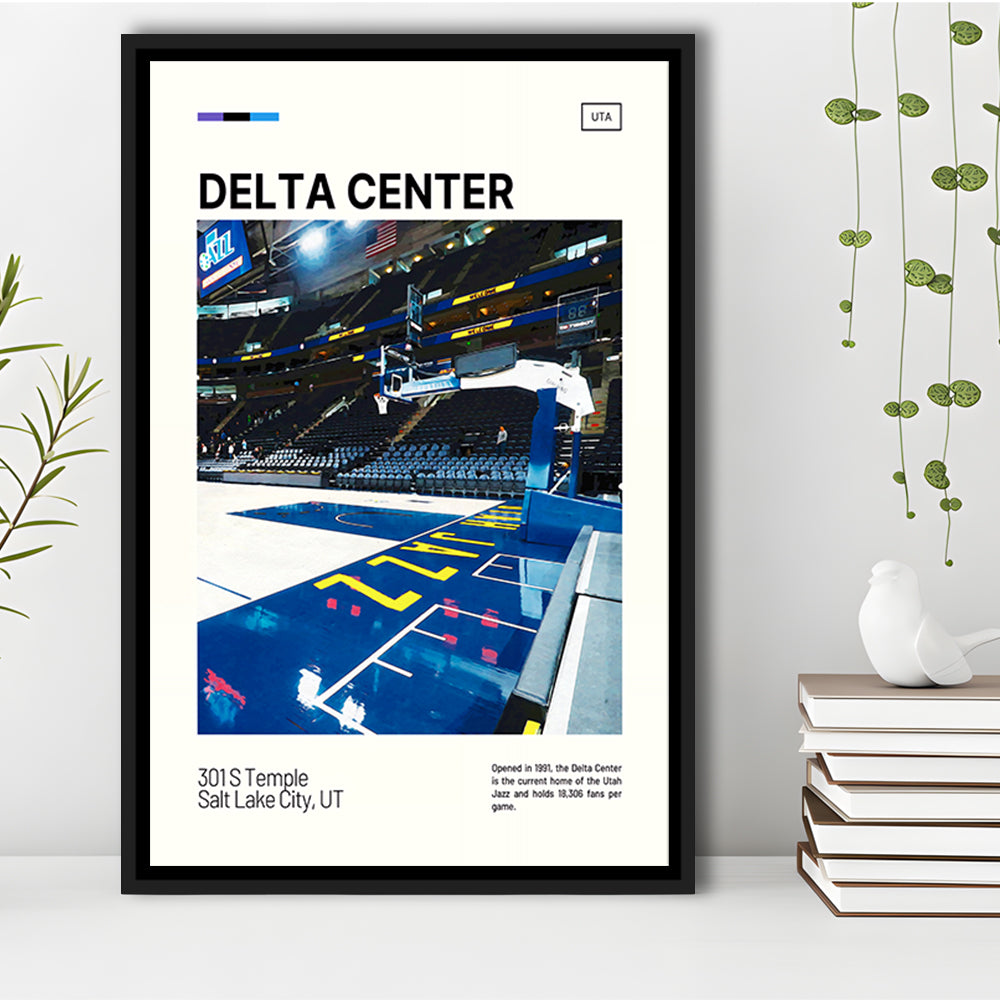 Delta Center Print, Utah Jazz Stadium Canvas Art, Man Cave Gift, Floating Framed Canvas Print Wall Art