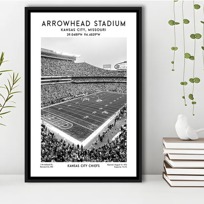 Arrowhead Stadium Black And White, Kansas City, American Wall Art, Framed Canvas Prints Wall Art