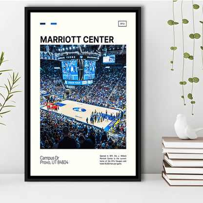 Marriott Center Print, BYU Cougars Stadium Canvas Art, Man Cave Gift, Floating Framed Canvas Print Wall Art