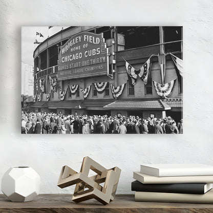 1945 Chicago Cubs, Black and White, Baseball Stadium Print, Vintage Print, Canvas Print Wall Art Decor