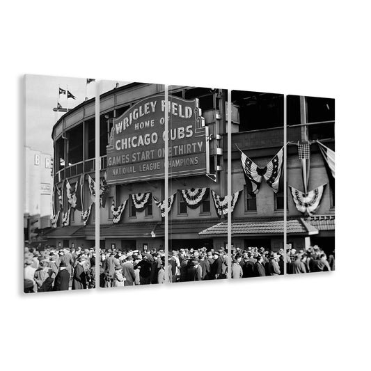 1945 Chicago Cubs, Black and White, Baseball Stadium Print, Vintage Print, 5 Pieces Large Canvas Print