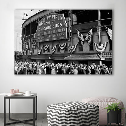 1945 Chicago Cubs, Black and White, Baseball Stadium Print, Vintage Print, Canvas Print Wall Art Decor