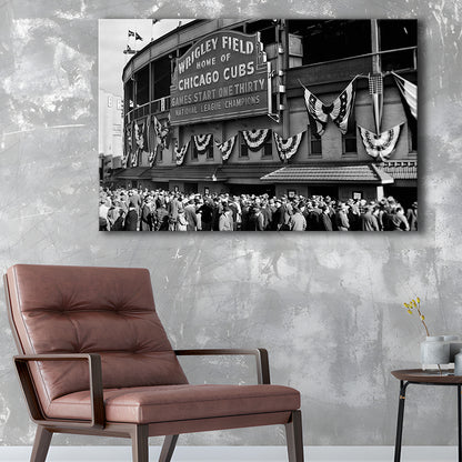 1945 Chicago Cubs, Black and White, Baseball Stadium Print, Vintage Print, Canvas Print Wall Art Decor