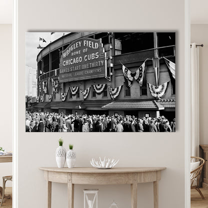 1945 Chicago Cubs, Black and White, Baseball Stadium Print, Vintage Print, Canvas Print Wall Art Decor