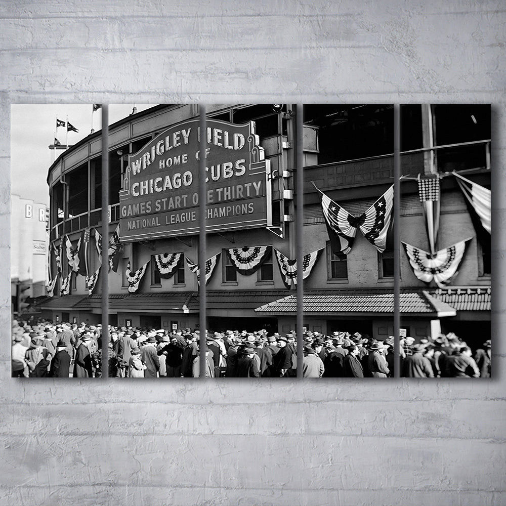 1945 Chicago Cubs, Black and White, Baseball Stadium Print, Vintage Print, 5 Pieces Large Canvas Print