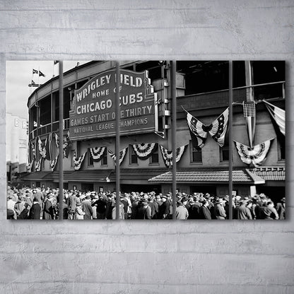1945 Chicago Cubs, Black and White, Baseball Stadium Print, Vintage Print, 5 Pieces Large Canvas Print