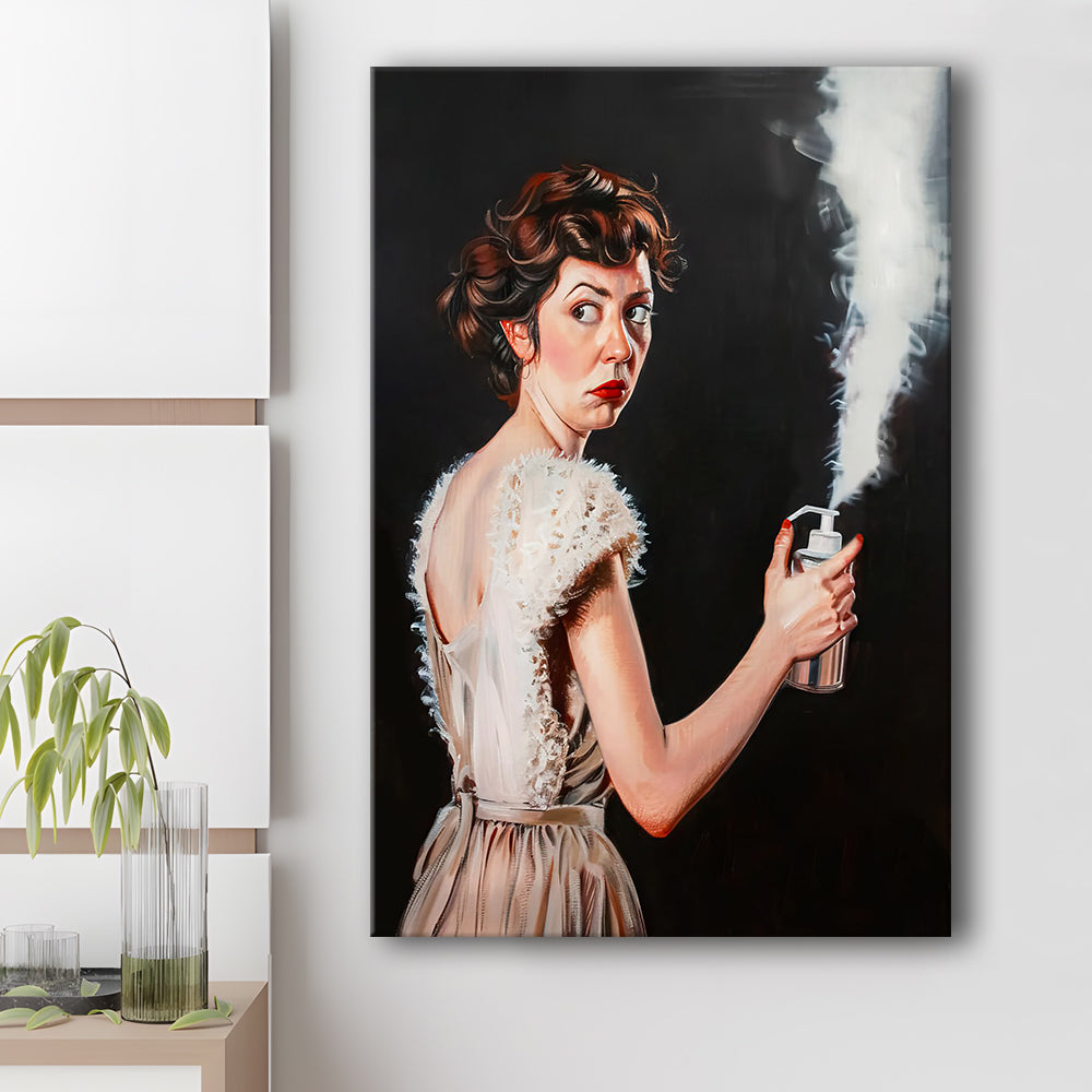 Stinky Bathroom Art Print Vintage Lady Funny Bathroom Decor , Canvas Print Wall Art, Wall Decor, Painting Canvas