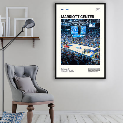 Marriott Center Print, BYU Cougars Stadium Canvas Art, Man Cave Gift, Floating Framed Canvas Print Wall Art