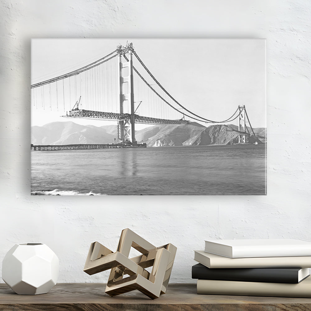 San Francisco Old Golden Gate Bridge, Black and White, Vintage