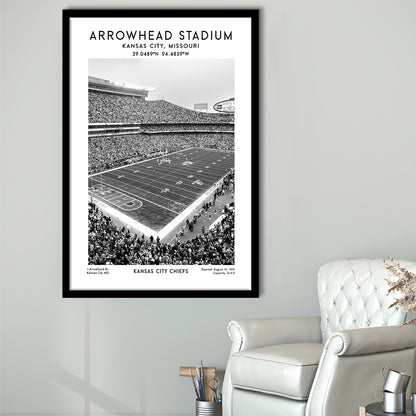 Arrowhead Stadium Black And White, Kansas City, American Wall Art, Framed Art Prints Wall Decor
