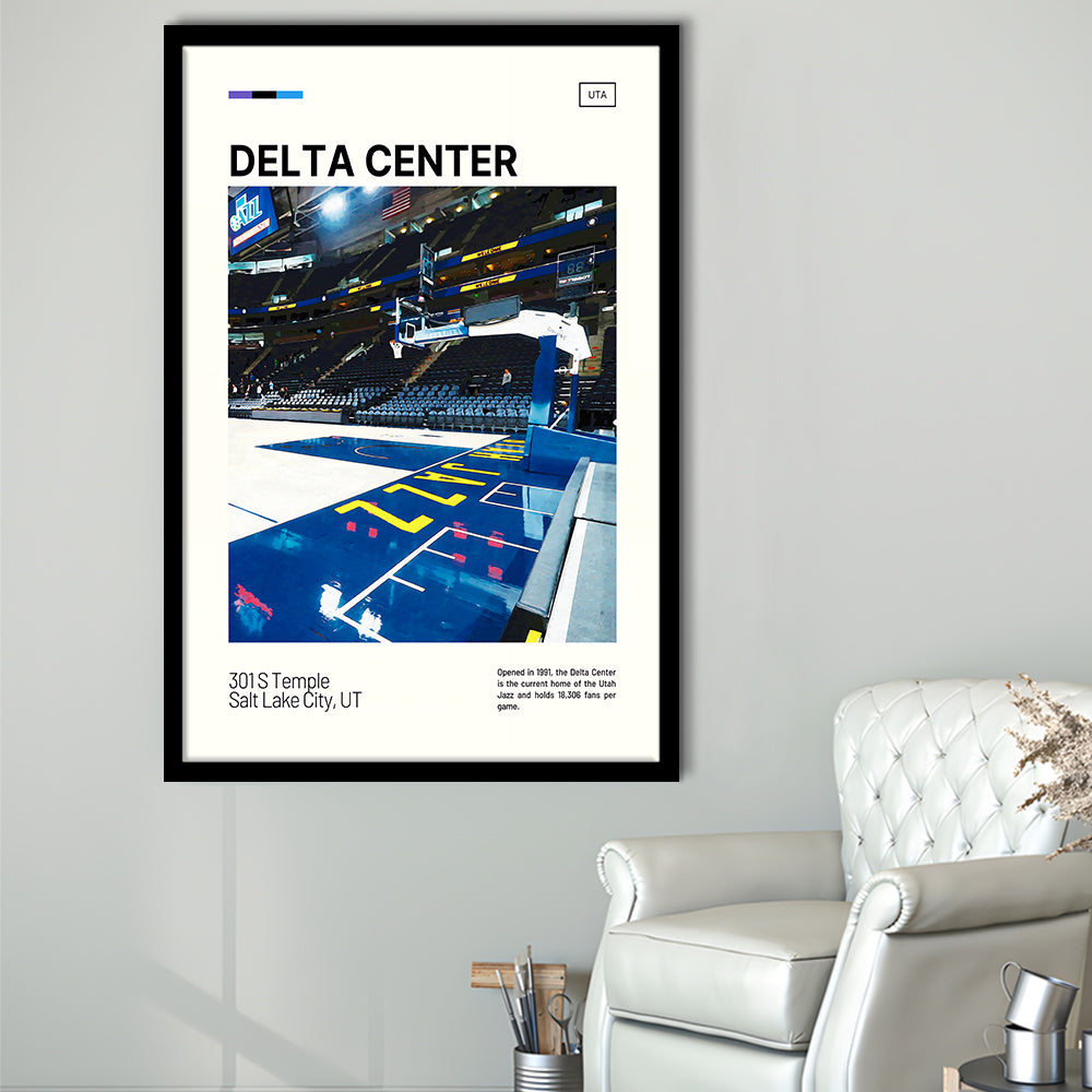 Delta Center Print, Utah Jazz Stadium Art, Gifts for him, Sport Art, Framed Art Print Wall Decor