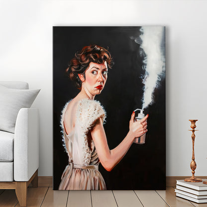 Stinky Bathroom Art Print Vintage Lady Funny Bathroom Decor , Canvas Print Wall Art, Wall Decor, Painting Canvas