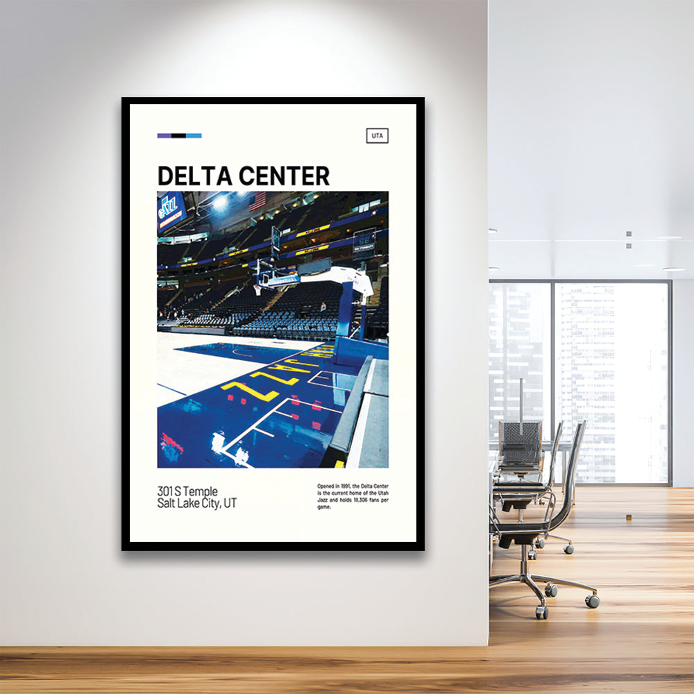 Delta Center Print, Utah Jazz Stadium Art, Gifts for him, Sport Art, Framed Art Print Wall Decor