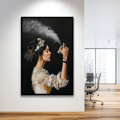 Stinky Bathroom Art Print Vintage Woman Funny Toilet Humor Amusing, Framed Art Print Wall Decor, Picture Framed