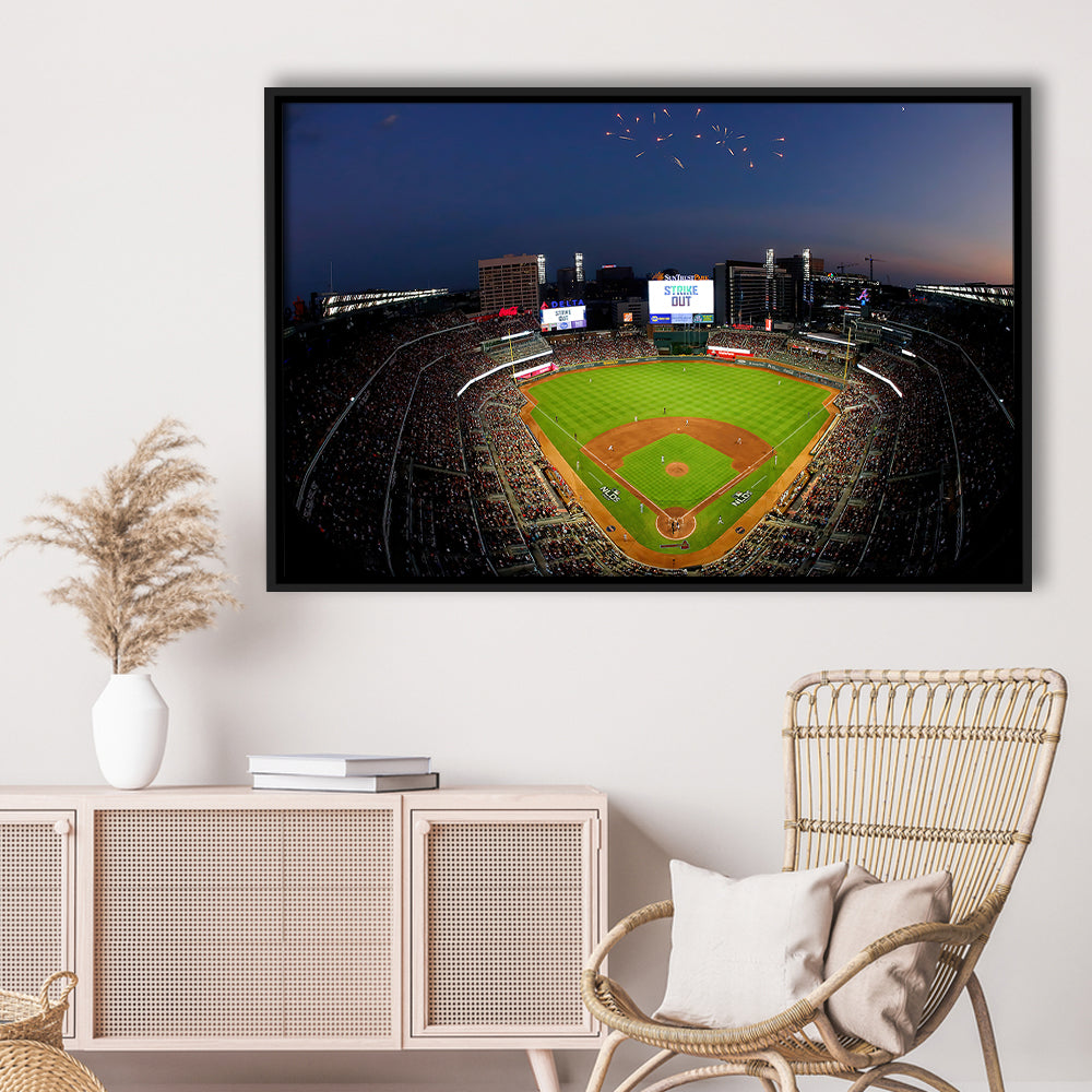 Truist Park in Georgia, Stadium Canvas, Sport Art, Framed Canvas Print Wall Art, Floating Frame