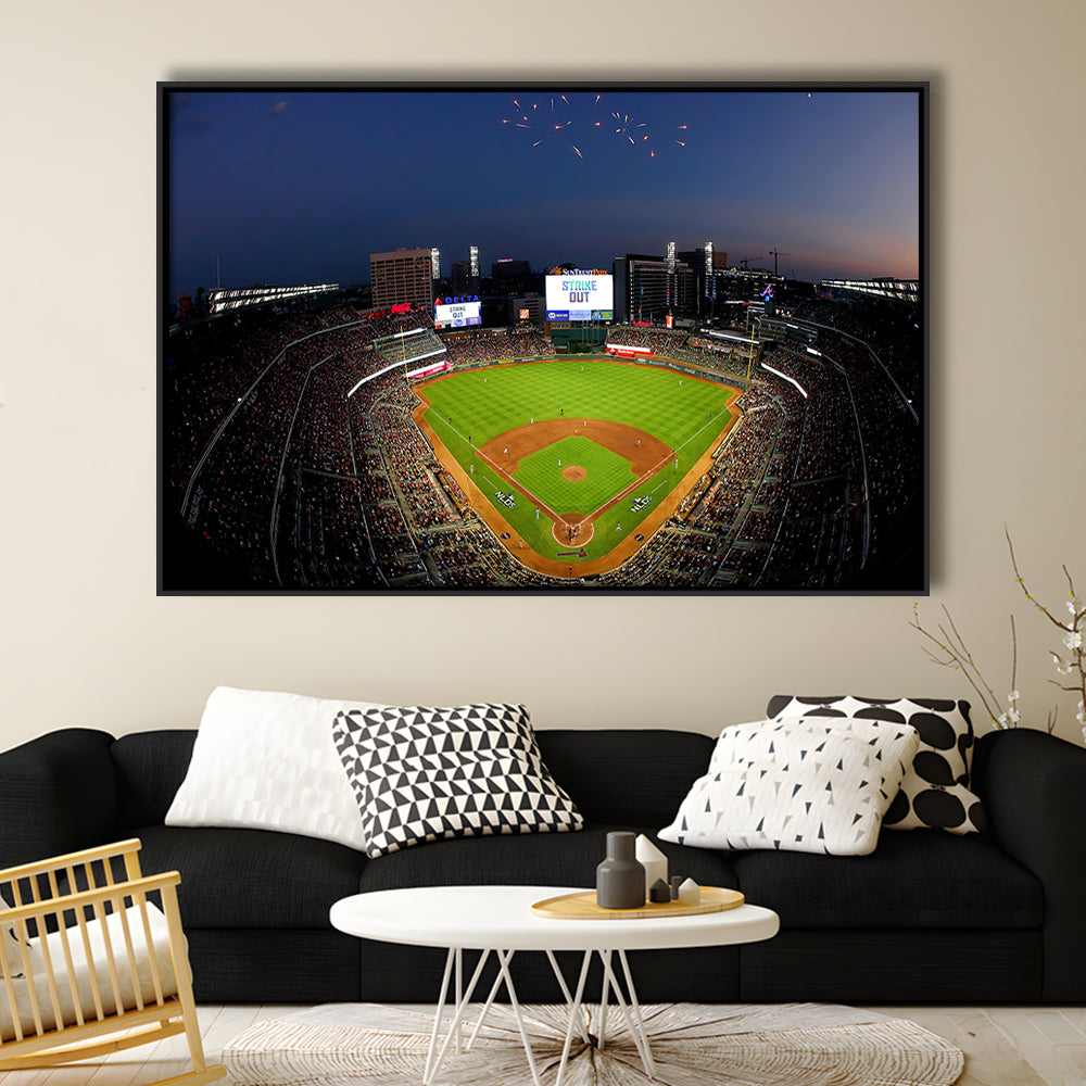 Truist Park in Georgia, Stadium Canvas, Sport Art, Framed Canvas Print Wall Art, Floating Frame
