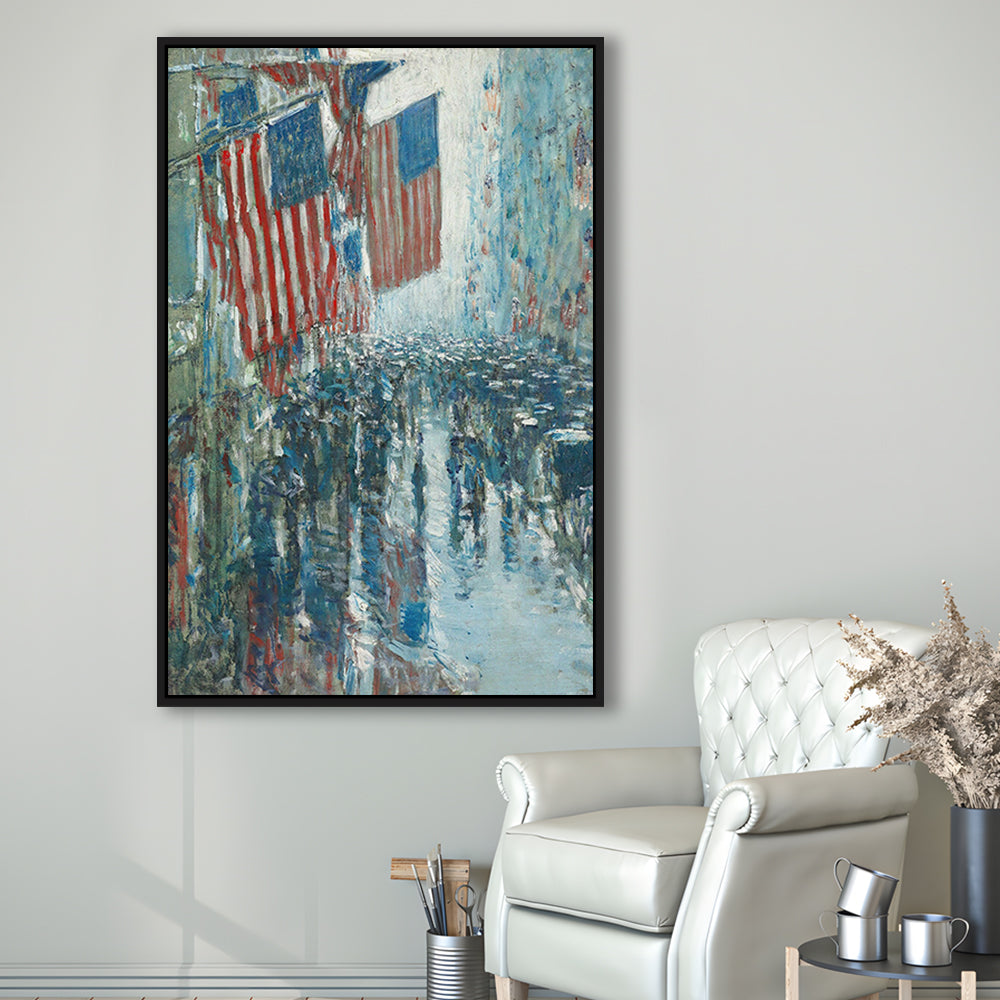 4th of July Vintage Art Print Antique Art, Framed Canvas Print Wall Art, Floating Frame