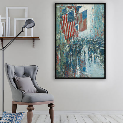 4th of July Vintage Art Print Antique Art, Framed Canvas Print Wall Art, Floating Frame
