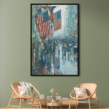 4th of July Vintage Art Print Antique Art, Framed Canvas Print Wall Art, Floating Frame