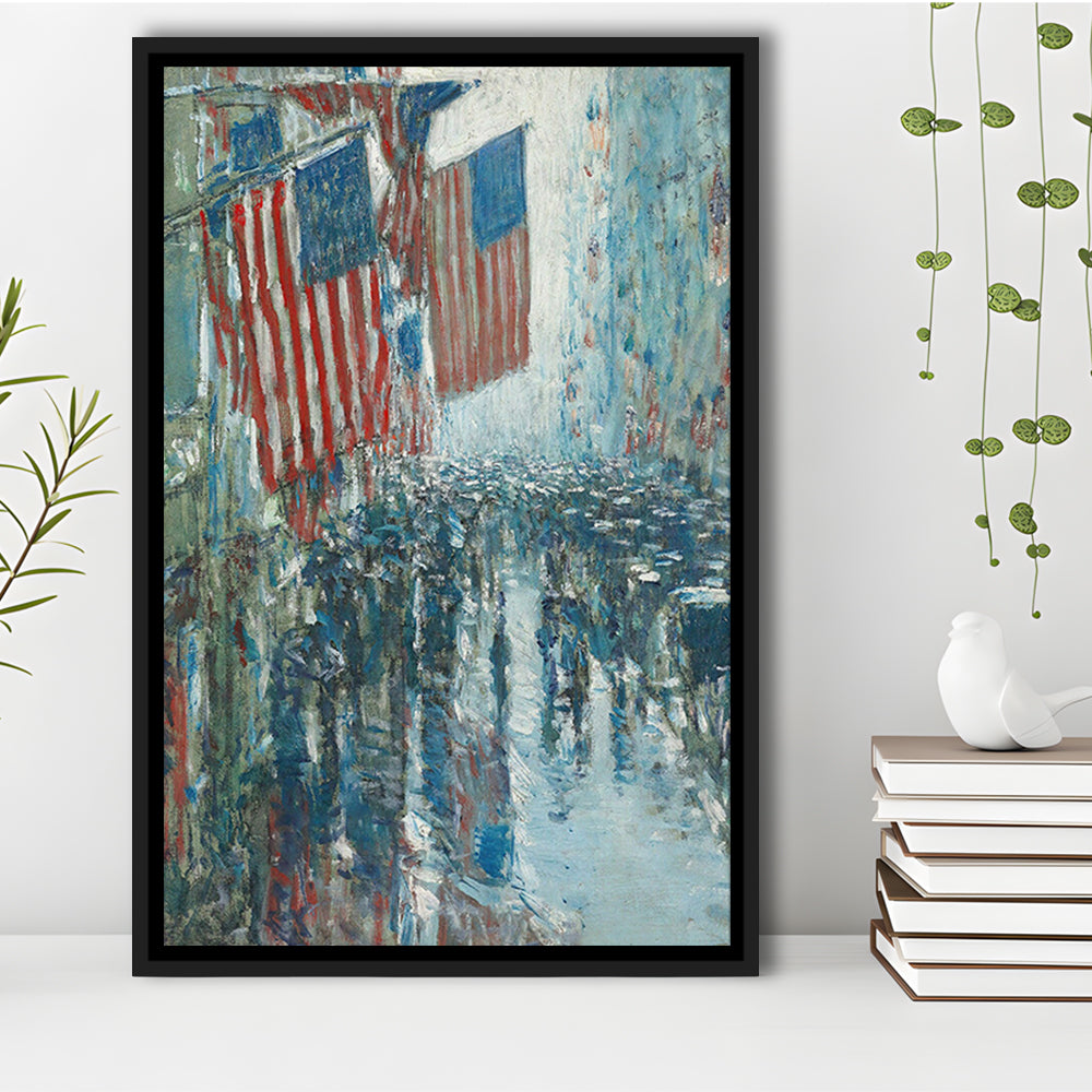 4th of July Vintage Art Print Antique Art, Framed Canvas Print Wall Art, Floating Frame