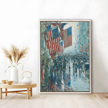 4th of July Vintage Art Print Antique Art, Framed Canvas Print Wall Art, Floating Frame