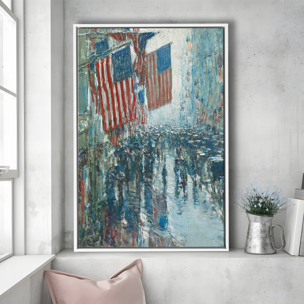 4th of July Vintage Art Print Antique Art, Framed Canvas Print Wall Art, Floating Frame