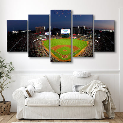 Truist Park in Georgia, Stadium Canvas, Sport Art, Gift for him, 5 Panel, Large Canvas, Canvas Print Wall Art
