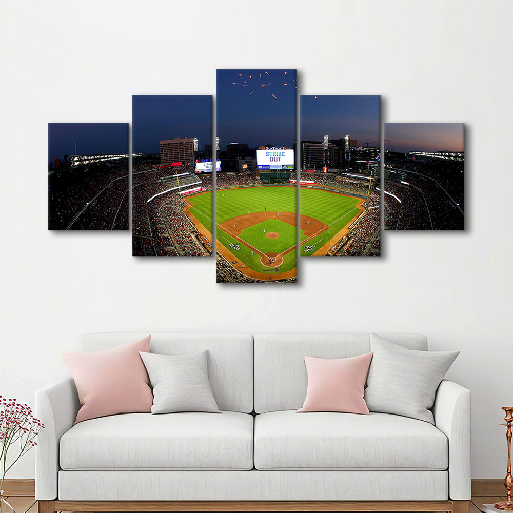 Truist Park in Georgia, Stadium Canvas, Sport Art, Gift for him, 5 Panel, Large Canvas, Canvas Print Wall Art