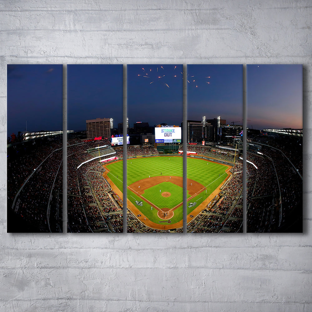 Truist Park in Georgia, Stadium Canvas, Sport Art, 5 Panel B, Extra Large Canvas, Canvas Print Wall Art