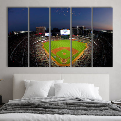 Truist Park in Georgia, Stadium Canvas, Sport Art, 5 Panel B, Extra Large Canvas, Canvas Print Wall Art