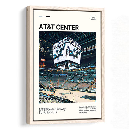 AT&T Center Print, San Antonio Spurs Stadium Canvas Art, Man Cave Gift, Floating Framed Canvas Print Wall Art