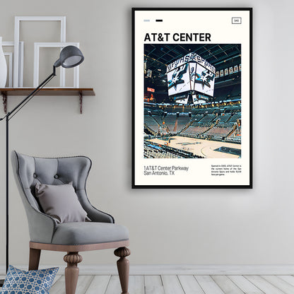 AT&T Center Print, San Antonio Spurs Stadium Canvas Art, Man Cave Gift, Floating Framed Canvas Print Wall Art