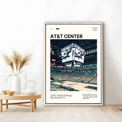 AT&T Center Print, San Antonio Spurs Stadium Canvas Art, Man Cave Gift, Floating Framed Canvas Print Wall Art