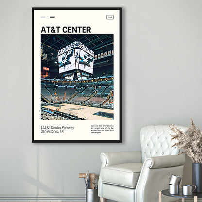 AT&T Center Print, San Antonio Spurs Stadium Canvas Art, Man Cave Gift, Floating Framed Canvas Print Wall Art