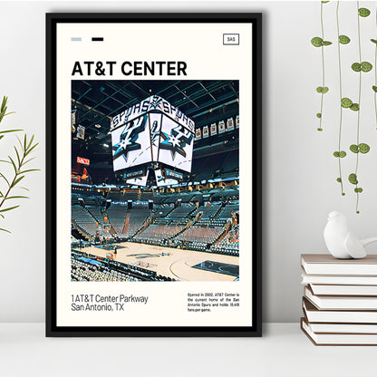 AT&T Center Print, San Antonio Spurs Stadium Canvas Art, Man Cave Gift, Floating Framed Canvas Print Wall Art