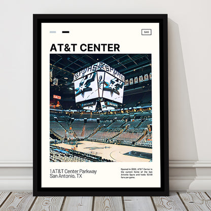 AT&T Center Print, San Antonio Spurs Stadium Canvas Art, Man Cave Gift, Floating Framed Canvas Print Wall Art