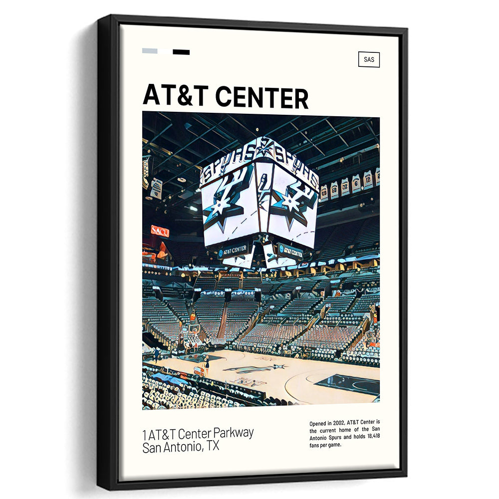 AT&T Center Print, San Antonio Spurs Stadium Canvas Art, Man Cave Gift, Floating Framed Canvas Print Wall Art