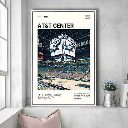 AT&T Center Print, San Antonio Spurs Stadium Canvas Art, Man Cave Gift, Floating Framed Canvas Print Wall Art
