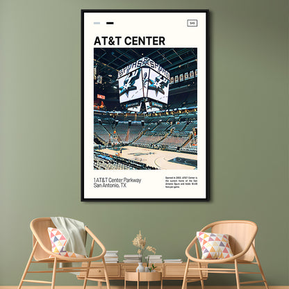 AT&T Center Print, San Antonio Spurs Stadium Canvas Art, Man Cave Gift, Floating Framed Canvas Print Wall Art