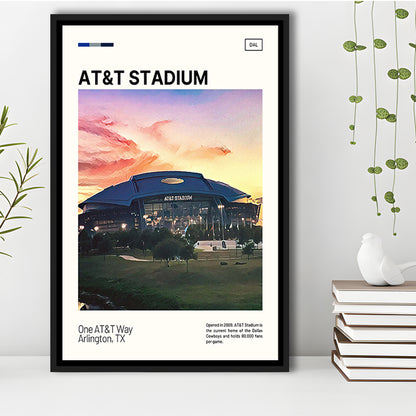 AT&T Stadium Print,Cowboys Stadium Canvas Art, Man Cave Gift, Floating Framed Canvas Print Wall Art