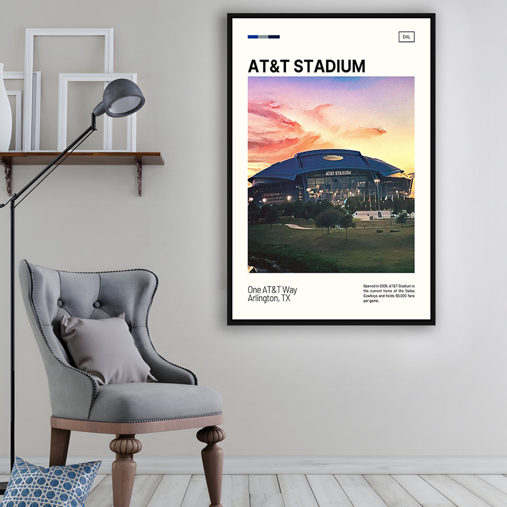 AT&T Stadium Print,Cowboys Stadium Canvas Art, Man Cave Gift, Floating Framed Canvas Print Wall Art
