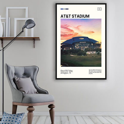 AT&T Stadium Print,Cowboys Stadium Canvas Art, Man Cave Gift, Floating Framed Canvas Print Wall Art